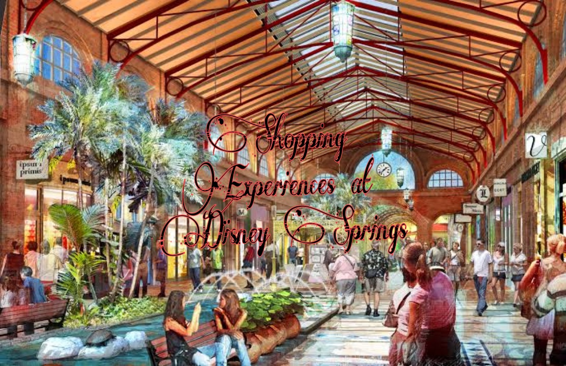 Colorful storefronts at Disney World shopping center, showcasing unique DVC merchandise.